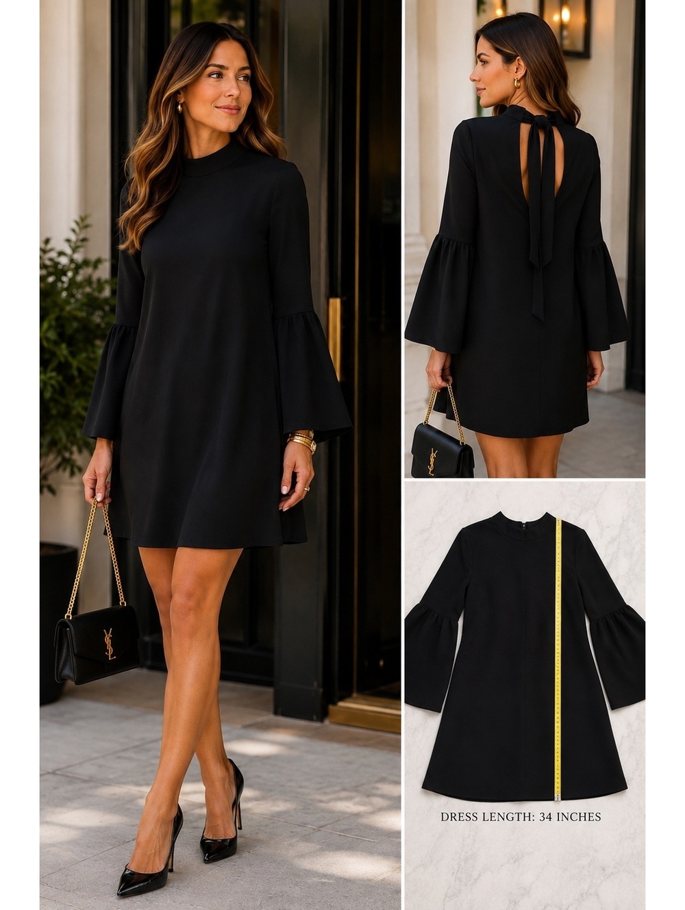 Mango Suit Black Bell Sleeve Mini Dress 4 Quiet Luxury Date Night Mod Chic